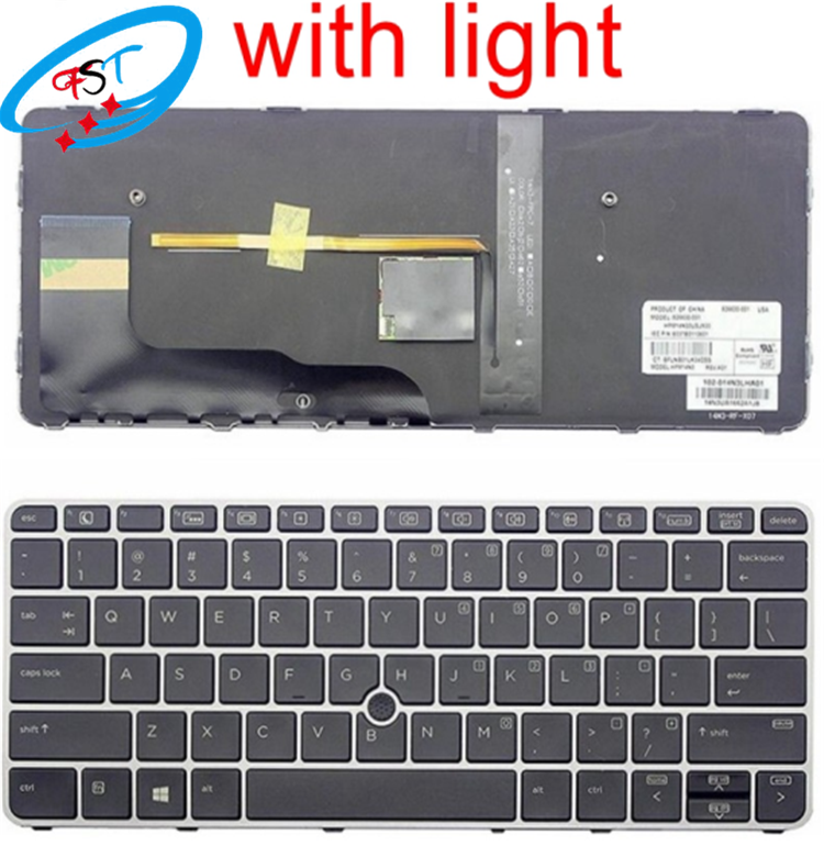 Оптовая продажа newlaptop Клавиатура для ноутбука HP ELITEBOOK 720 G1 720 G2 725 G2 820 G1 820 Упор для рук Клавиатура США черный с серебристым подсветка
