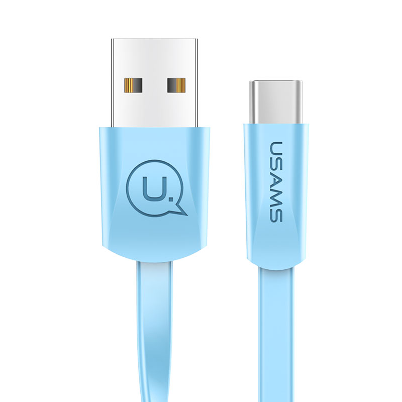 USAMS Top Selling 2A Fast Charging U2 Type-C Braided USB Data Flat Cable for Mobile Phone