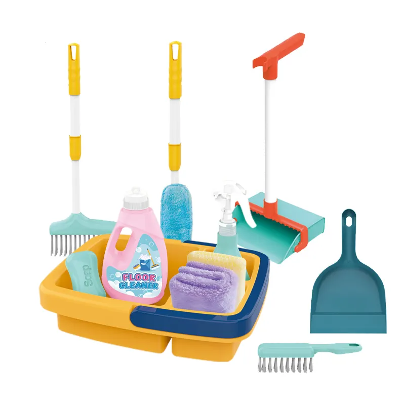 Wholesale kids cleaning broom dustpan brush home cleaning toys set for kids
