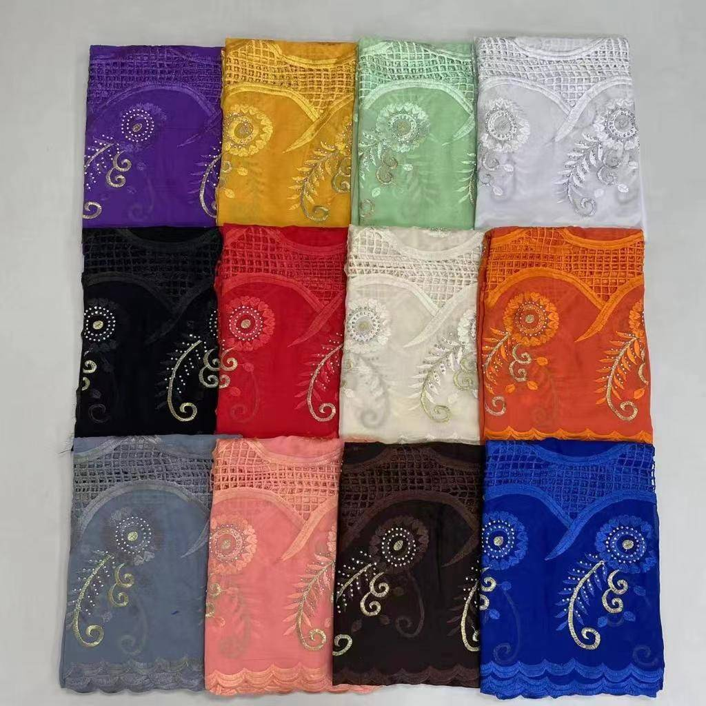 SE-547 Scarf Hijab Voile Hijab Embroidery Lace Luxury Excellent Quality Cotton Rhinestone Muslim Women Hijab muslim veil