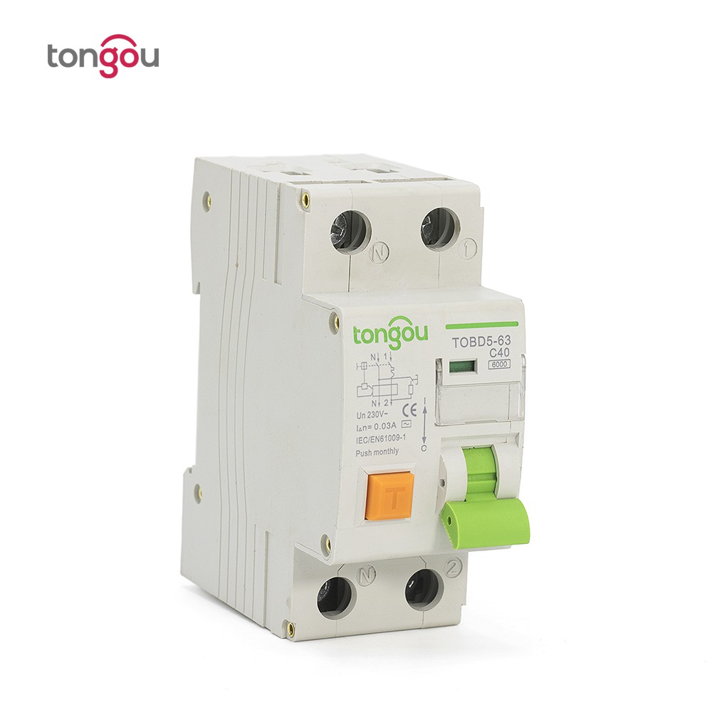 TOBD5 6KA 1P + N 40A 30mA RCBO электромагнитный выключатель с защитой от перегрузки по току и утечки