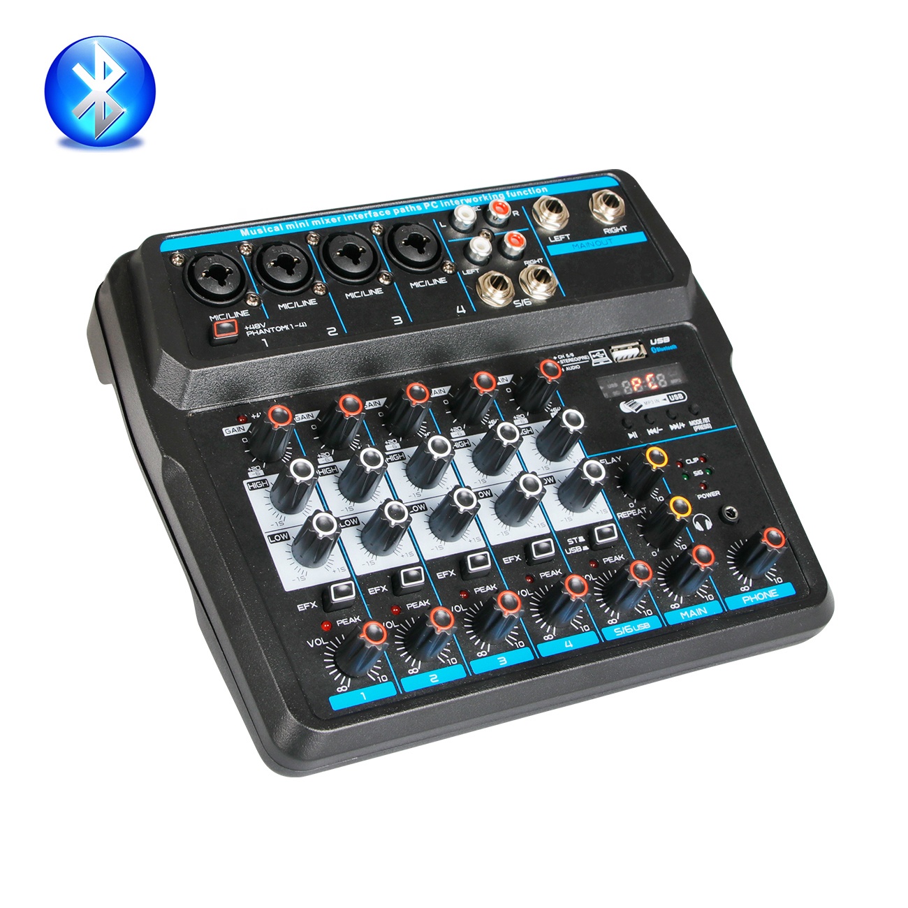 Портативный мини-микшер, аудио DJ консоль с звуковой картой, USB для ПК записи пения