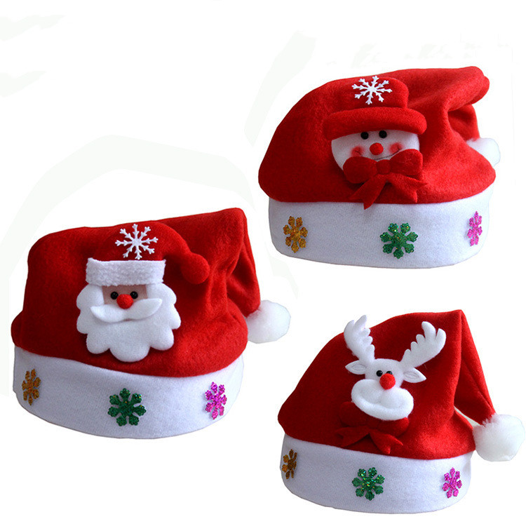 Christmas decoration new year led light up felt children christmas hat santa claus hat with light
