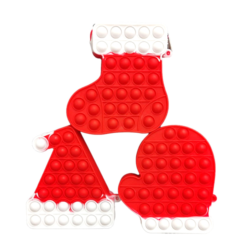 2021 New Christmas Hat Silicone Coin Bag Children's Stress Relief Bubbles Small Silicone Bags Custom Coin Purse
