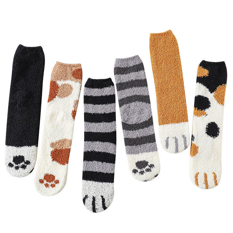Winter new coral fleece thickened plus velvet loop socks warm tube socks cartoon socks wholesale