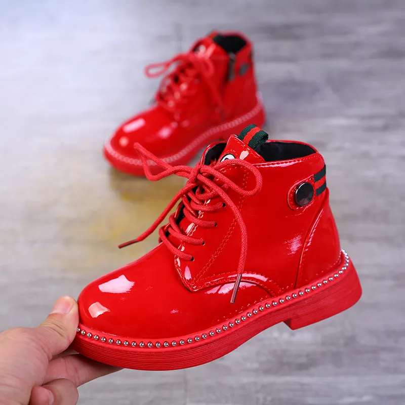 KIDS SHOES Rubber Boots Children Patent Leather Boys Girls Waterproof Plush Snow Boots Toddler Sneakers Boots