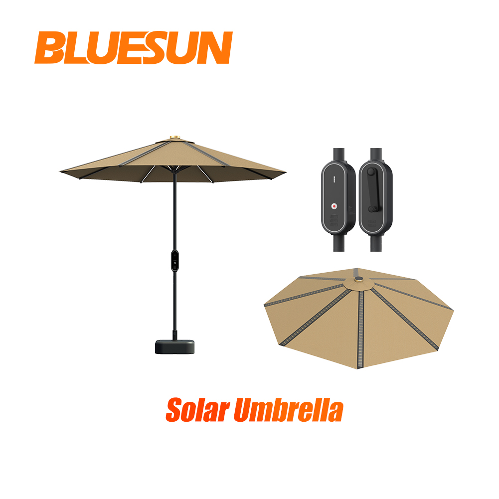 Best price solar energy umbrella solar beach umbrella patio umbrella with led solar