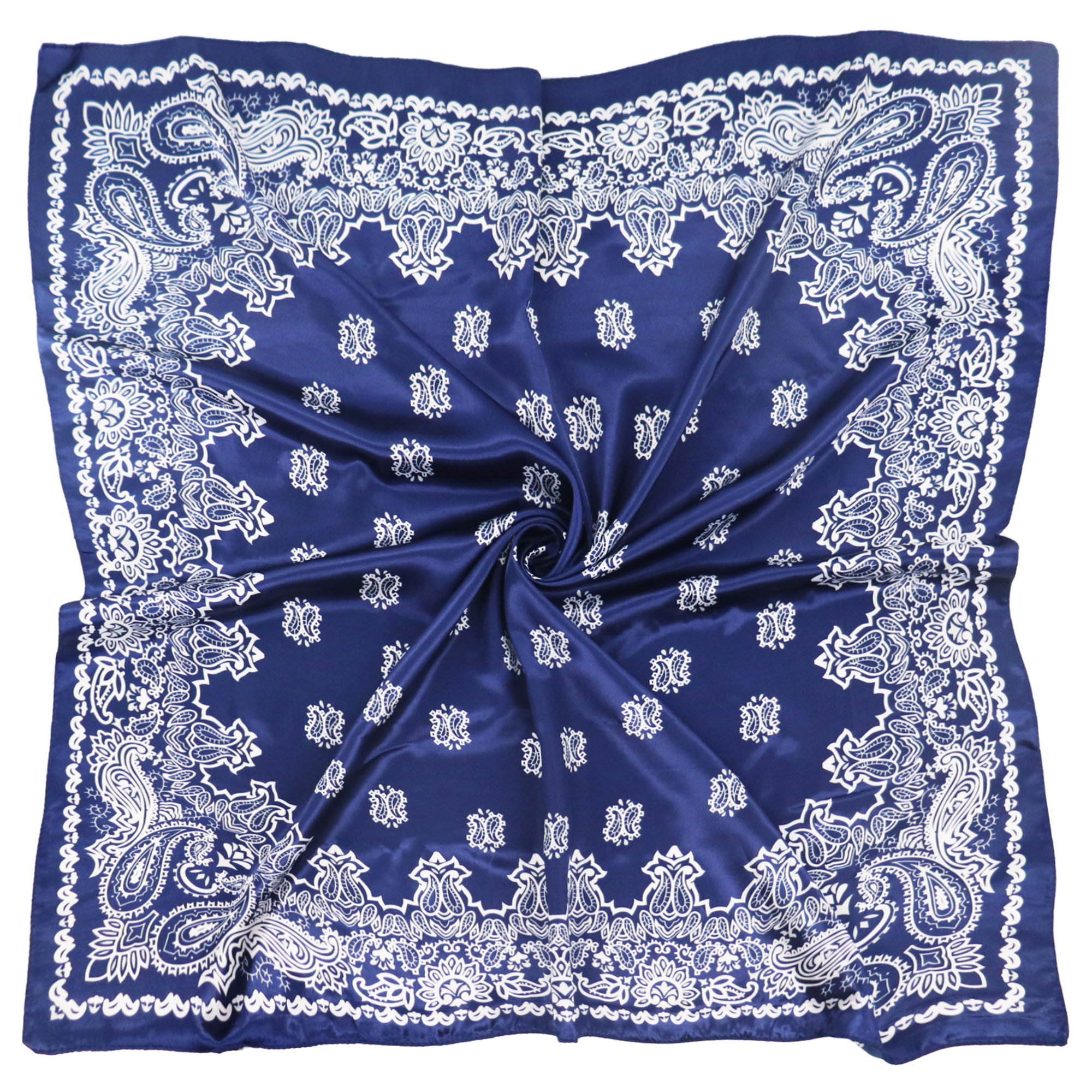 Wholesale 90*90cm Polyester Satin Headband Scarves Silk Feeling Bandana with Paisley Pattern Head Scarves for Women Girls
