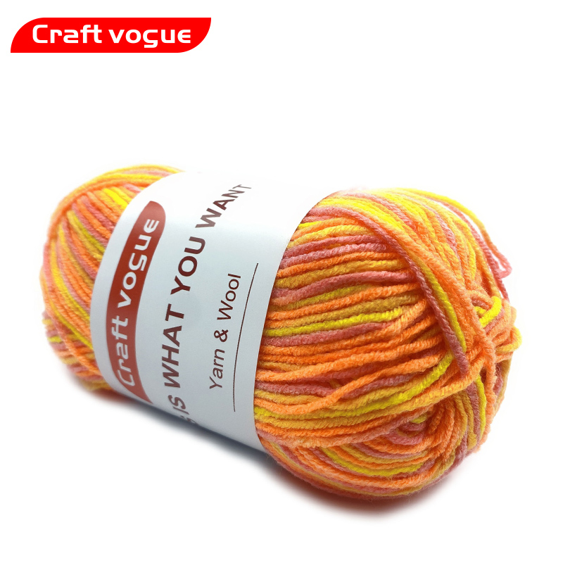 Craft Vogue hot sell hand knitting crocheting worsted high bulk fancy dye 3ply 100% acrylic melange yarn for sock