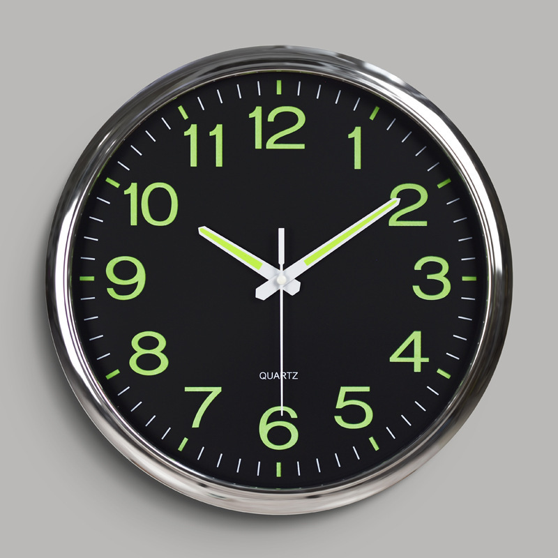 12 Inch 30CM Luminous Electroplated Quartz Clock with a Simple Clock Like a Bedroom and Living Room Wall Clock
