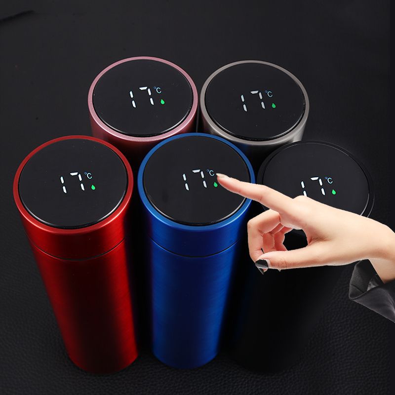 2023 Hot Sell Double wall stainless steel smart water bottle 500ml with time marker and reminder to drink water