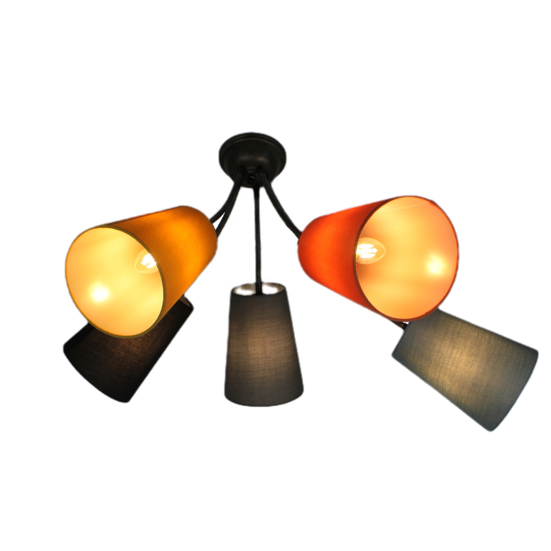 Modern Round 5 heads fabric material lampshade colorful Light Shade 5xE27 led ceiling lamp