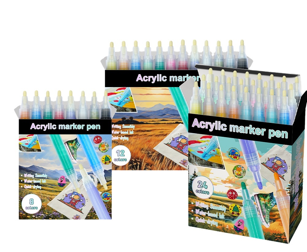 Custom 12 Colors DIY Painting Permanent Waterproof Fine Tip Acrylic Paint Marker Pen Set