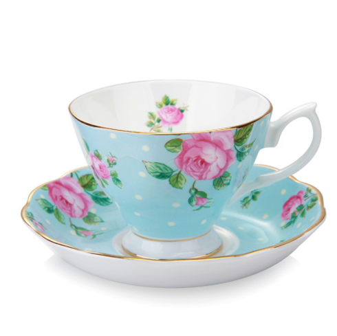Luxury British Noble Vintage Design Ceramic China Tea Coffee Plates and Cups Sets With Saucer