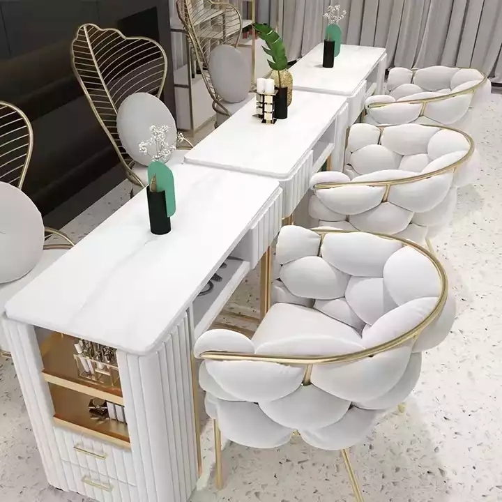 Cheap Marble Nail Tables и Chair Set, Salon Furniture, Manicure Table