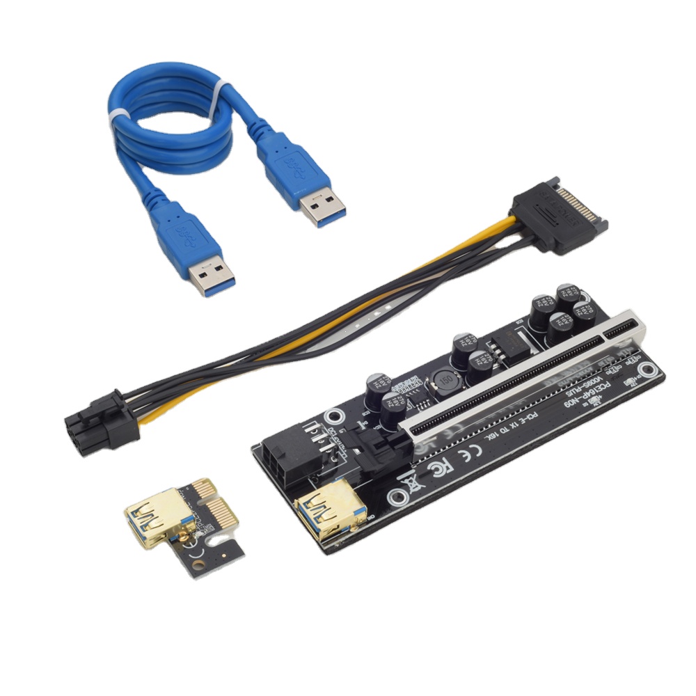Новая версия PCIe 1X до 16X Райзер-карта pci-e Райзер 4 pin 60 см USB3.0 кабель VER 009 Plus