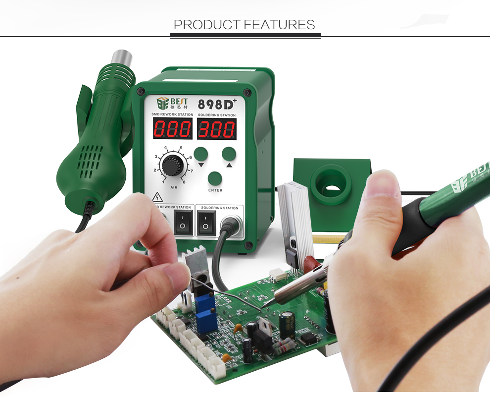 Customized 898D+ High-power heating wire hot air gun soldering rework station for mobile repairing