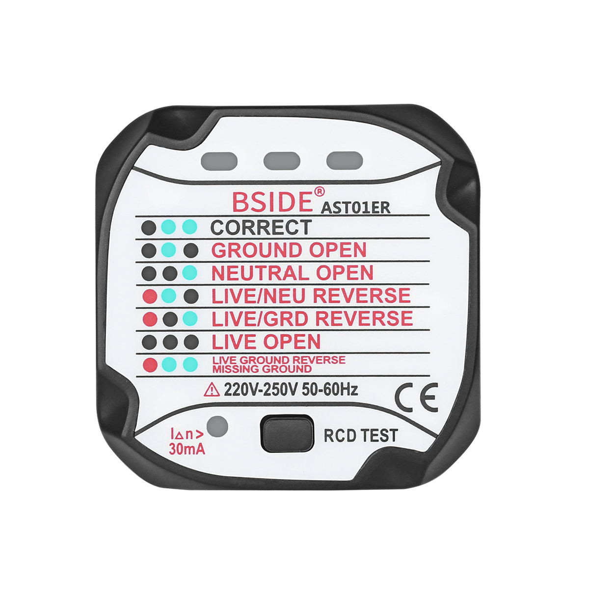 AST01 BSIDE Outlet Wall Plug Electric Circuit Polarity EU US UK AU Plug Automatic Breaker Finder Voltage Detector Socket Tester