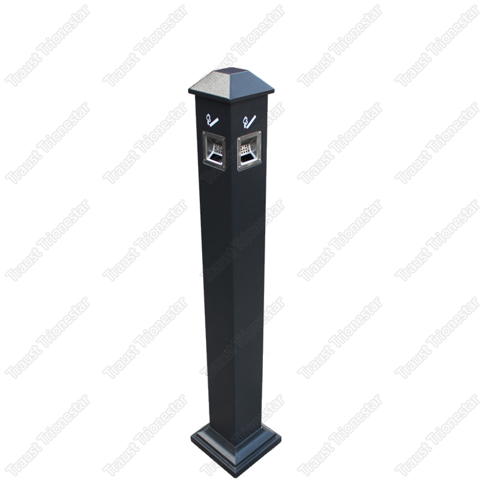 Traust Outdoor Standing Ashtray Receptacle Can 3L Round Steel And Stainless Metal Cigarette Butt Ashbin For Smokers