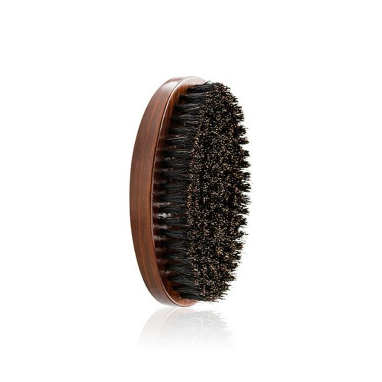 OEM portable wooden oval shaving brush natural boar bristles beard brush for men