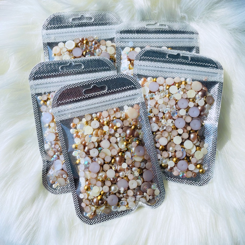 Wholesale Customized Flatback Half Loose Pearl Beads Mix Sizes Nail Art Garments Shoes Glue Technique Resin Glass 3mm-12mm 2 Bag