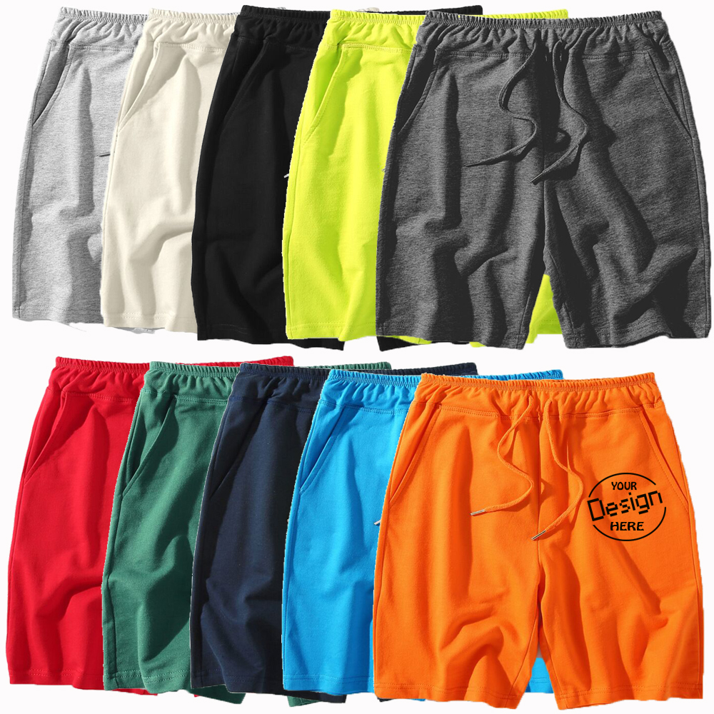 bulk wholesale blank gray cargo short pants man printed plain black 100% cotton french terry jogger summer sweat shorts for men