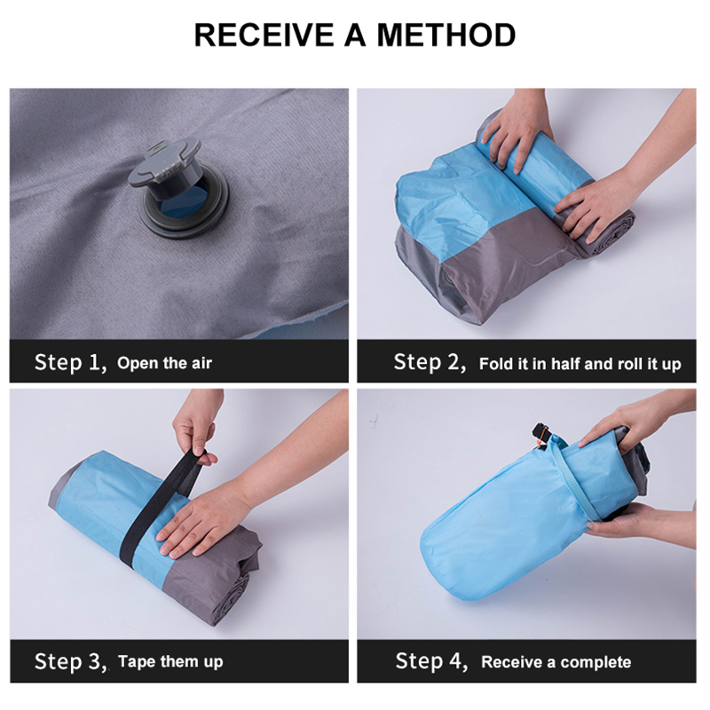Amazon hot outdoor widen thickened moisture proof push type inflatable sleeping pad portable folding camping air mat