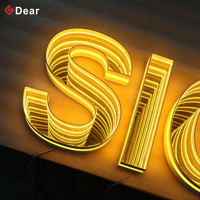 New Mirror Neon Light Luminous Word Custom Sign Board Led Light Waterproof Abyss Mirror Light Box Led Signs For Business