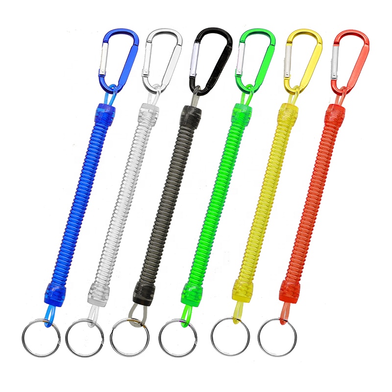Fishing Lanyards Fishing Tools Coil Lanyard Multi-Colored Heavy Duty Fishing Tool Coil Lanyards Retractable Rope with Carabiner