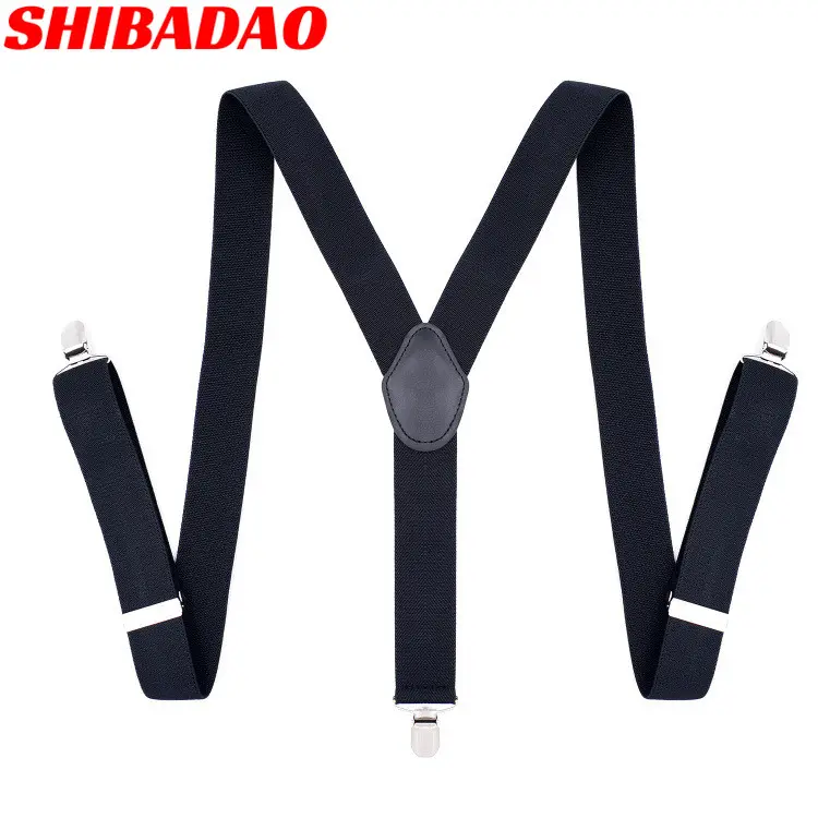 Whole Sale 3.5cm  Elastic Mens Suspender Metal Clips with Three adjustable Metal Clips Casual Style