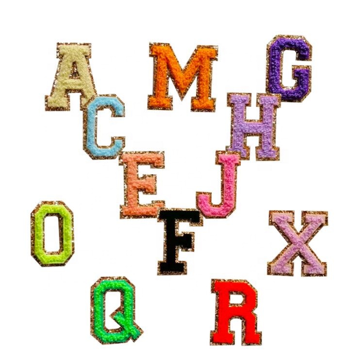 Chenille patches embroidery with best quality and lowet prices wholesale letter patches chenille custom