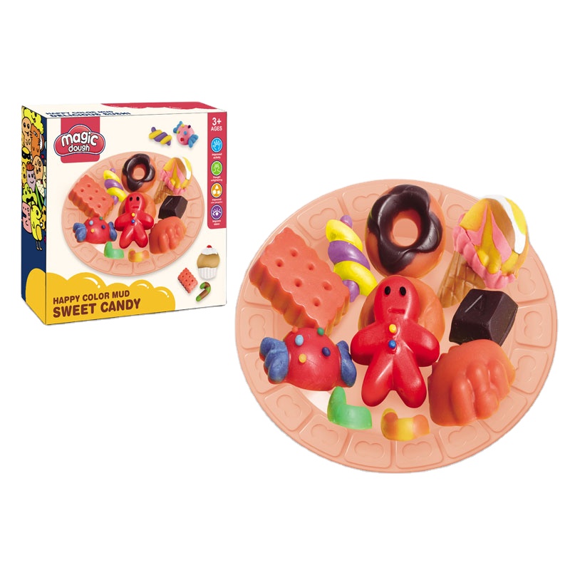 Factory direct sale cheap sale educational children's toys breakfast dessert modeling clay tool colorful clay toy set