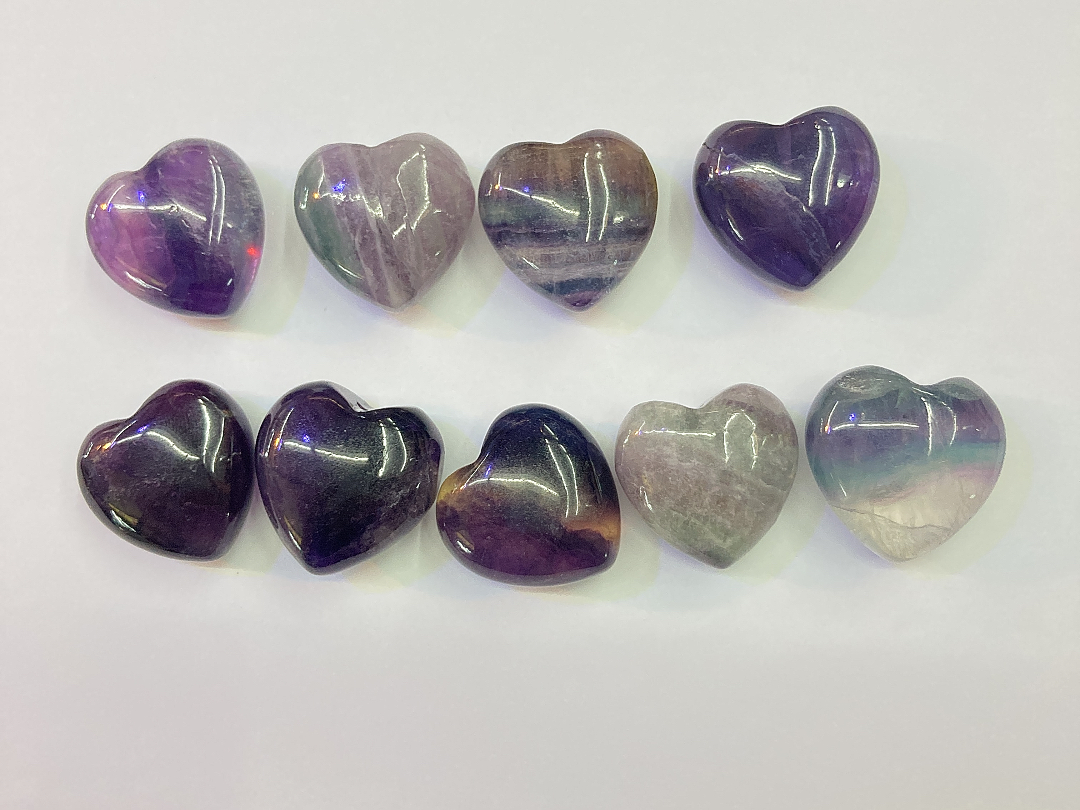 Purple Fluorite Quartz Heart Shape Jewelry Natural Private Label Crystal Stones for Wedding Gifts