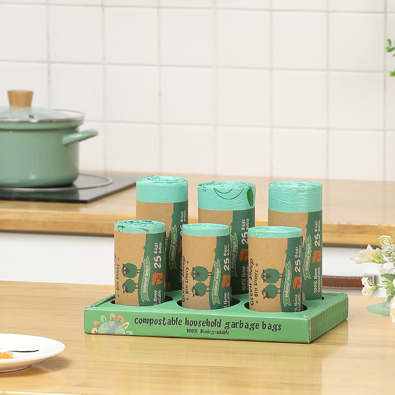Экологичные 100% кукурузный крахмал мешки для мусора Compostable плоские биоразлагаемые мешки для мусора