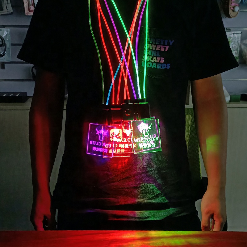 USB rechargeable customized logo Led Lanyard Custom Logo LED necklace Designer Lanyards With Custom Logo LED