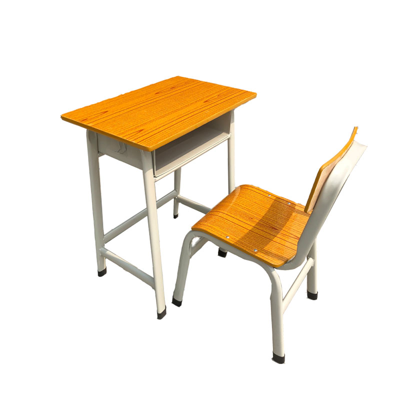 MDF and Chromed metal used school furnture student shelf desk and chair H-745