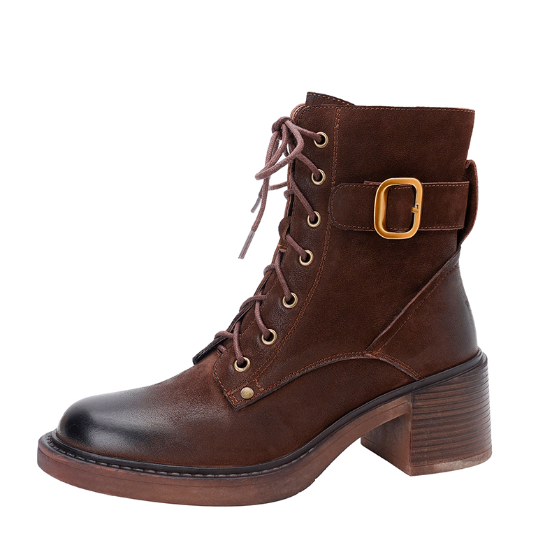 high quality real genuine Leather martin boot Classical Fashionable shoes Lace up 8 eyelets Back brown niubargo TPR outsole