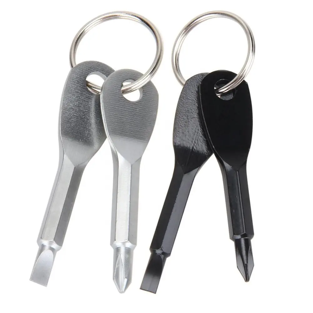 Portable Multifunction Key Chain Screwdriver Mini Key Shape Travel Kits with Key Ring