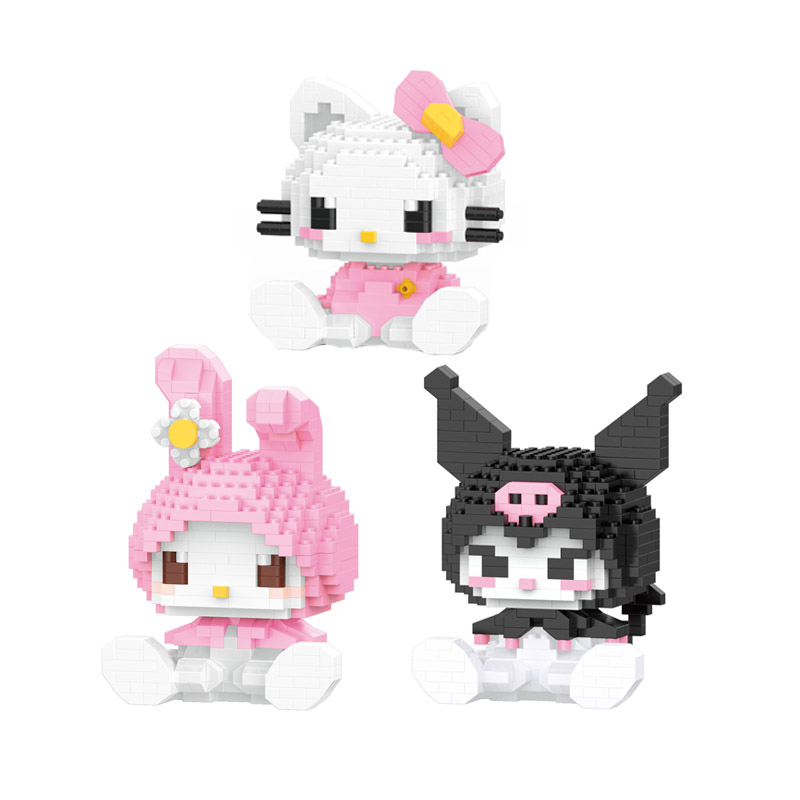 New Arrivals Assembled Kawaii Dog Evil Kuro Kitty Mini Bricks Cartoon Micro Building Blocks Figure Toys For Kids