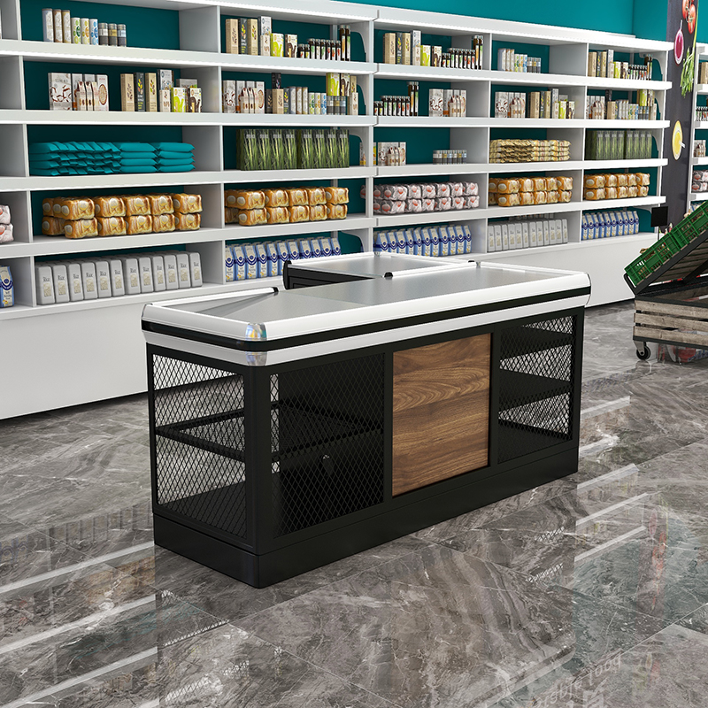 Customized Supermarket Cashier Cash Desk Checkout Counter Metal