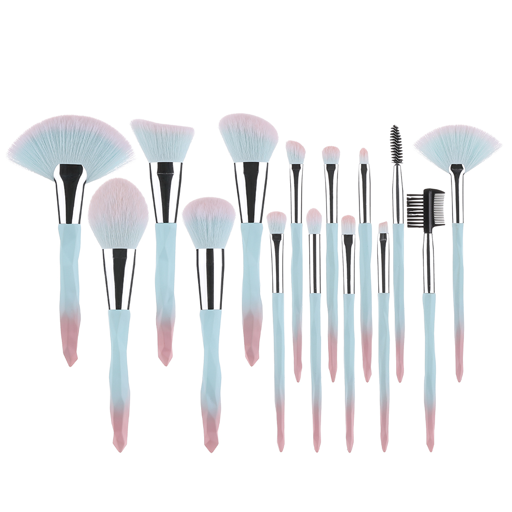 Wholesale Custom Logo New Style Diamond Blue Pink Professional Makeup Brushes Set