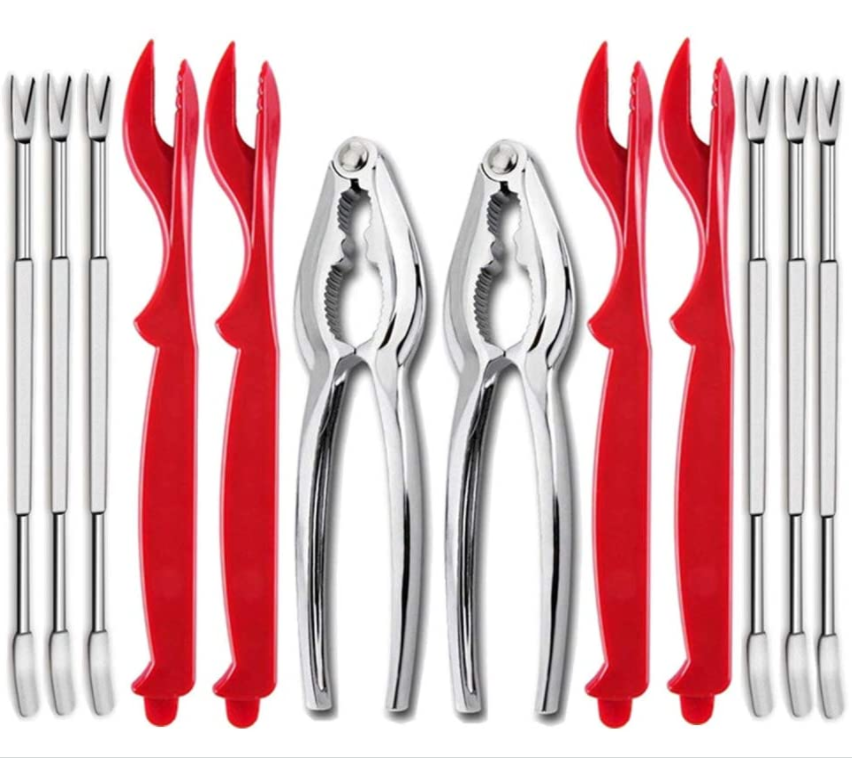 12Pcs Seafood Tools Crab Crackers Nut Cracker Forks Set Opener Shellfish Lobster Leg Sheller Knife Kitchen Accessories