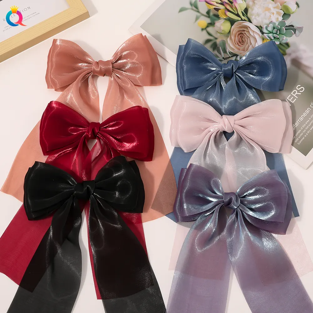 pastel  color neat bowknot bow-tie hair ribbon with alligator clip