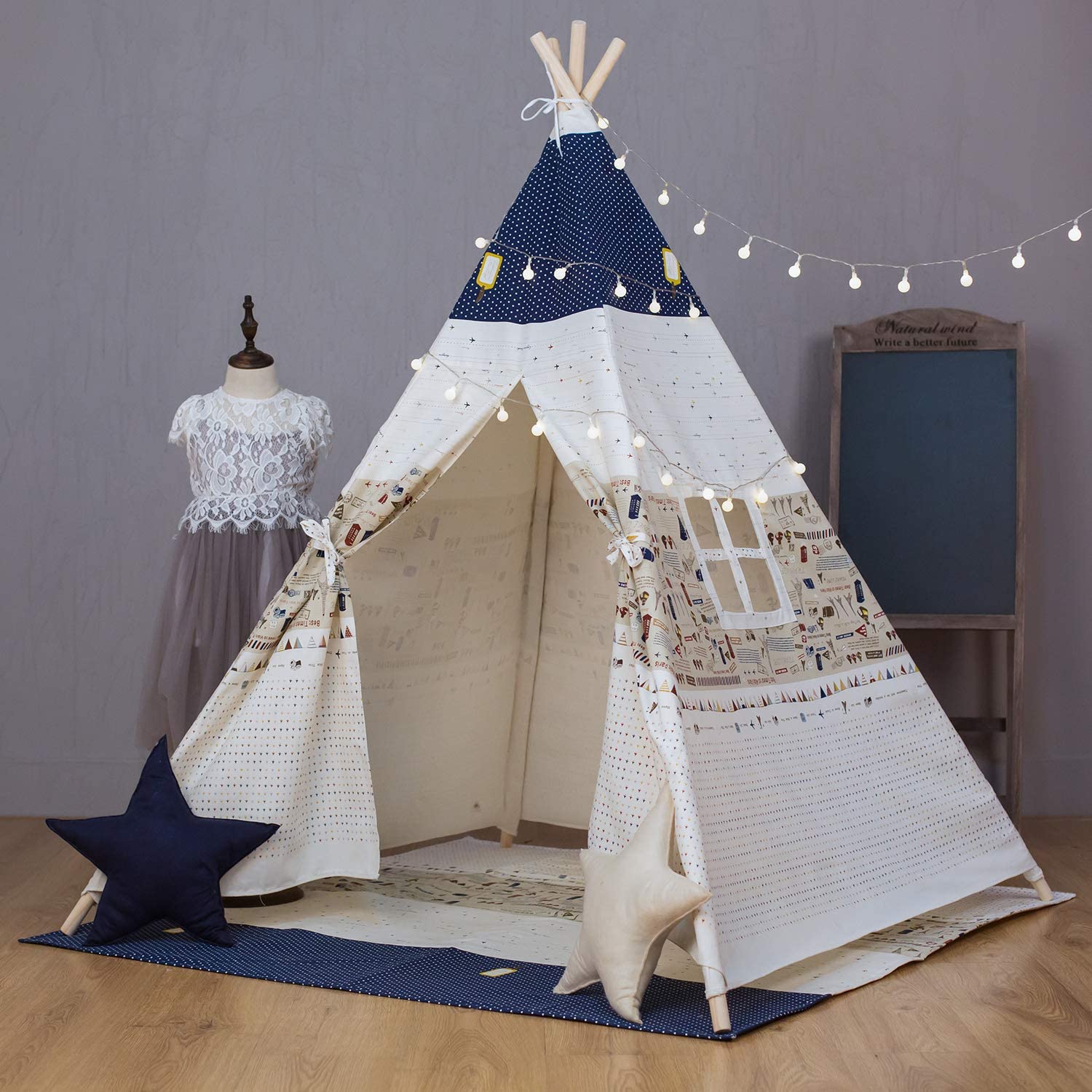 Children Play House Printed Canvas Kids Teepee For Indoor Outdoor