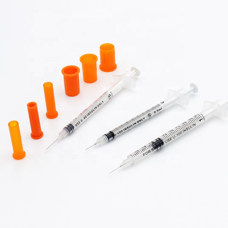 High quality safety red cap insulin syringe sizes