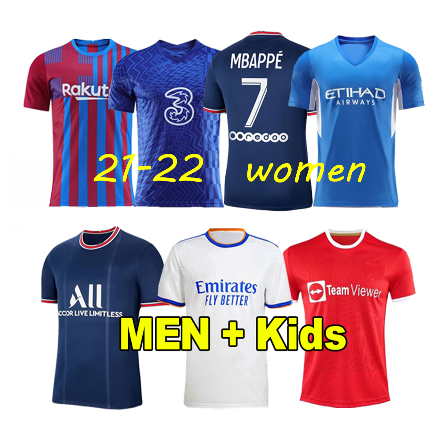 21-22 New Season Wholesale Manufacture Sublimation Printing Thai Quality Custom Football Shirts Soccer Jersey