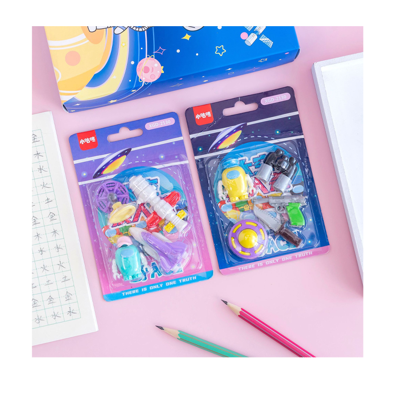 New Product School Stationery Accessories Ideas Fashionable Colored Tpr Erasers Gift Sets For Children Space Theme