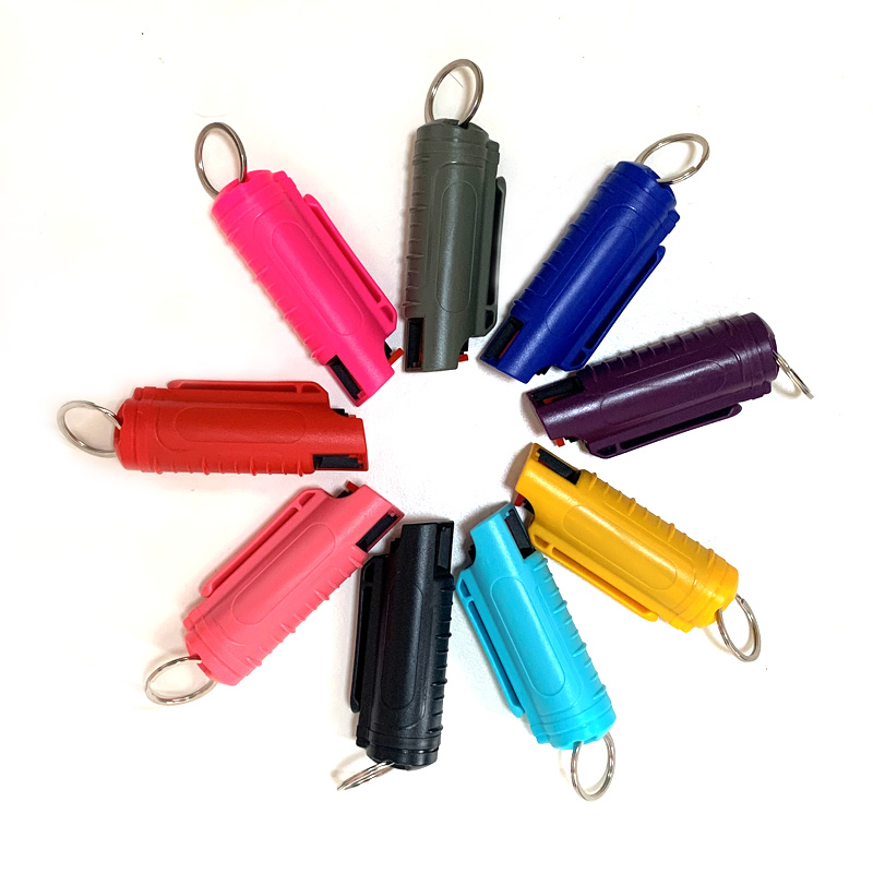 Wholesale 20ml Wool Ball Pepper Spray Potable Plastic Self Defense Colorful Key Knife Keychain Pepper Spray