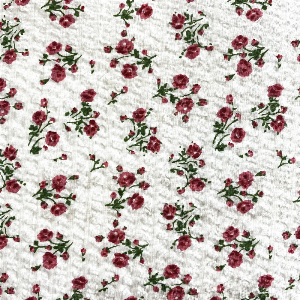 New design ready goods 100% cotton see sucker stripe print fabric for dress