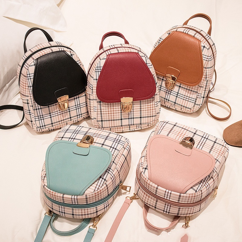Customizable Kraft Paper Backpack with Printed Plaid Design and Recyclable Features